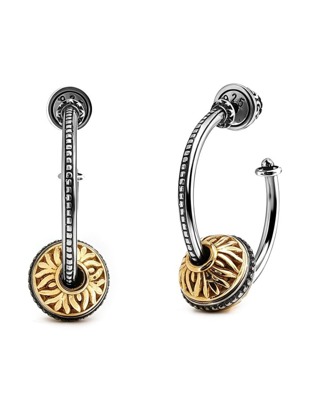 Konstantino 925 Silver & 18K Yellow Gold Huggie Earrings